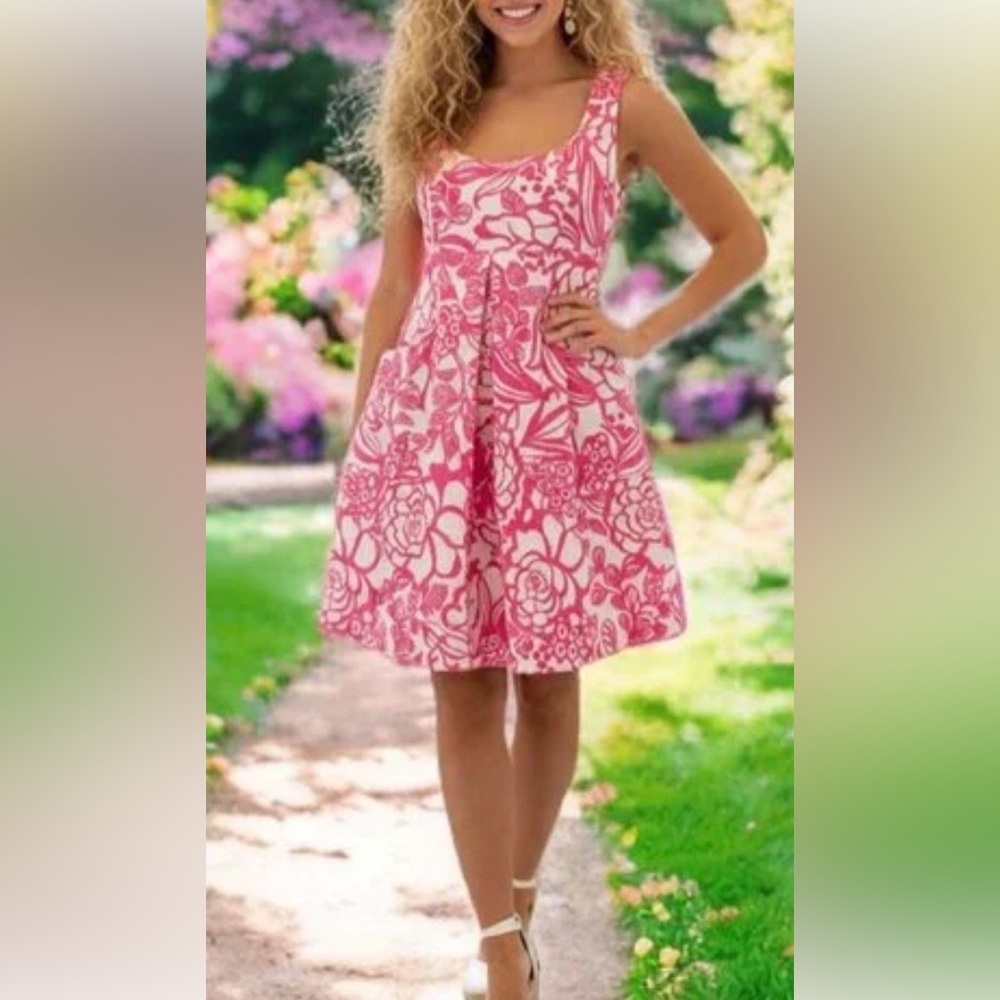 Anthropologie Floral Pink and White Sleeveless Dress